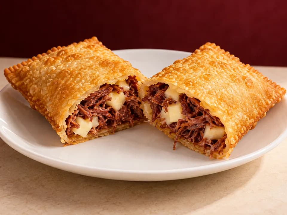 Pastel de charque com queijo coalho
